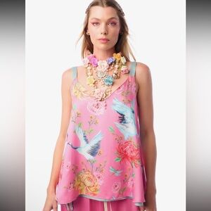 Aratta Legend of the Crane & La Ville Rose Aqua & Pink Reversible Cami